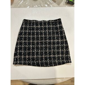 Abercrombie & Fitch Tweed Mini Skirt Women’s XS Black White Plaid Checkered